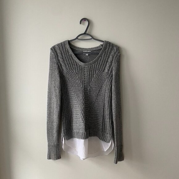 Grey Cotton Calvin Klein Sweater With White Shirt Detail - Picture 1 of 5